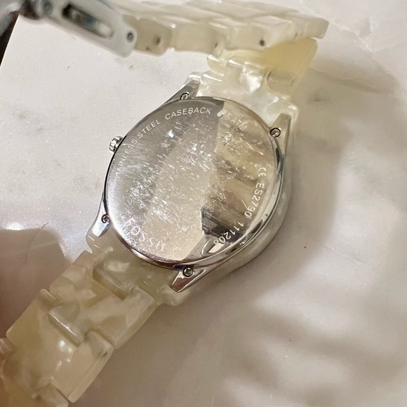 RARE Fossil Stella model ES2790 crystal accent resin analog quartz watch - Picture 7 of 9